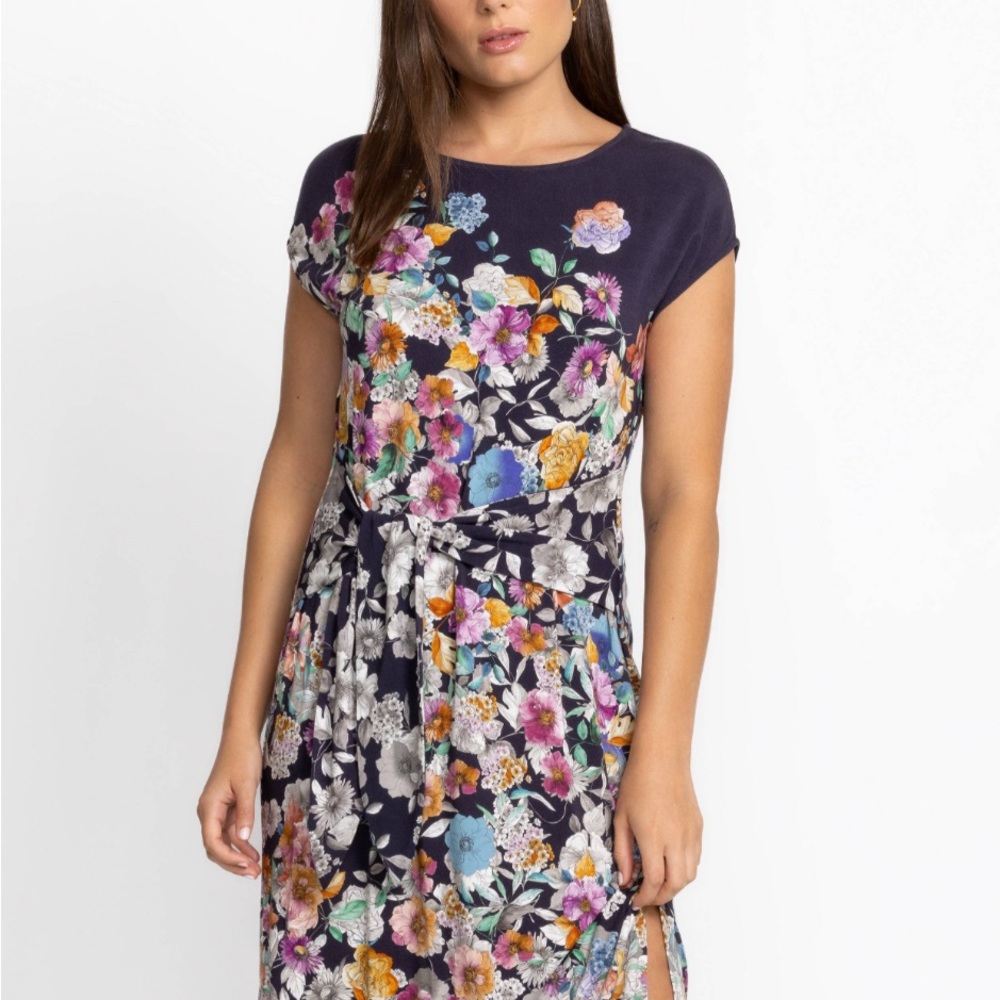 NWT Johnny Was Dance Tie-Waist Midi Dress - M Short Sleeves Beautiful For Spring